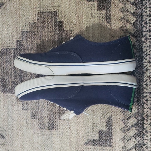 SOLD! Tory Burch Murray Canvas Grosgrain Navy/Green Women's - Picture 5 of 10